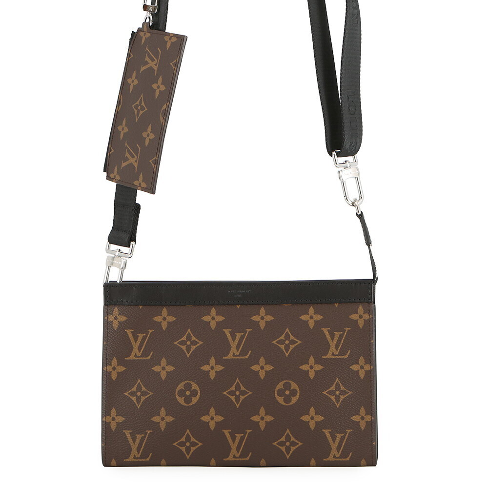 Louis Vuitton Shoulder Bag Monogram Macassar Brown Gaston Wearable Wallet Black